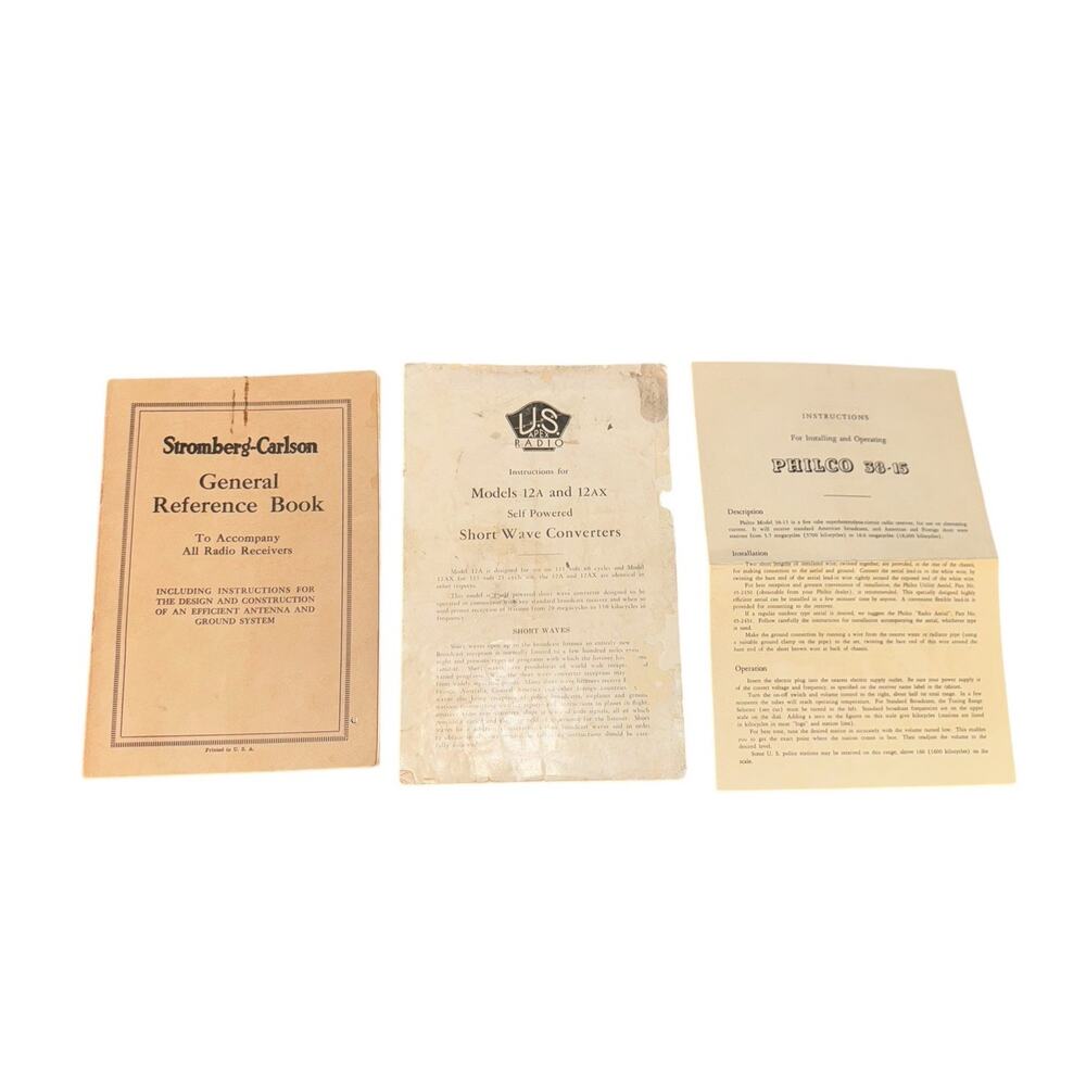 Vintage Radio Manuals‎ Lot Stromberg Carlson Philco US Apex Paper Ephemera READ